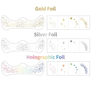 Metallic gold, silver, and holographic star freckle tattoo stickers for eyes and face