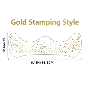 Detail showing dimensions of wave-shaped gold foil star freckle face tattoo stickers