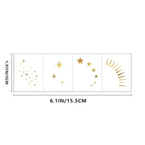 Metallic gold freckle tattoo stickers with star and sun patterns for party makeup