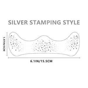 Detail of silver metallic freckle tattoo stickers with star patterns and size dimensions