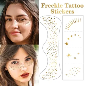 Metallic Freckle Tattoo Stickers Face Makeup Star Moon Pattern For Party Cosplay Festival Novelty