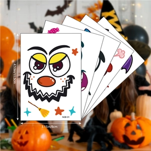 Halloween pumpkin face tattoo stickers with funny clown expressions for party decoration
