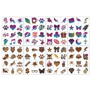 96-piece luminous leopard print temporary tattoos featuring animals and symbols