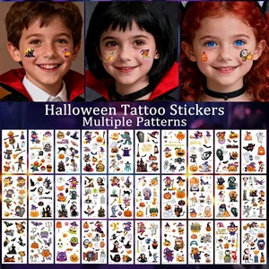 Halloween Christmas Temporary Tattoo Stickers For Kids Cartoon Cute Fun Face Body Art Waterproof Stickers For Festive Party Decoration