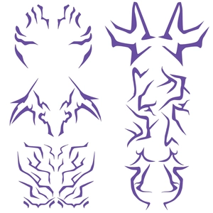 Purple lightning demon hunter tattoo stickers with sharp geometric lines for face and body