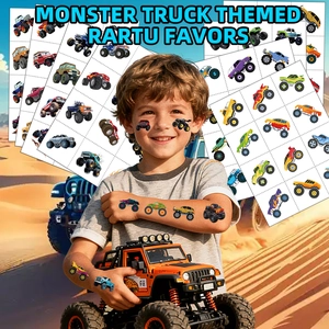 96Pcs Monster Truck themed temporary tattoos for kids party favors and decorations