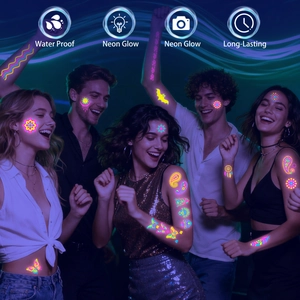 Tatuaggi temporanei fluorescenti a farfalla per festival musicali e feste notturne