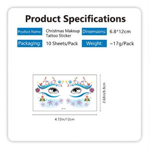Christmas temporary face tattoos with snowflake designs and 6.8x12cm size specifications