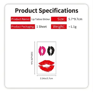 Temporary lip tattoo stickers with red and black kiss marks for Valentine's Day decor