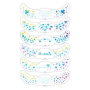 Laser lip and heart tattoo stickers for face makeup with colorful gradient design set