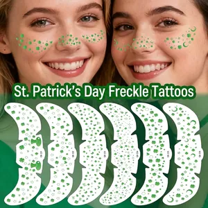 St Patrick's Day Temporary Face Tattoos Green Shamrock Freckle Stickers Irish Festival Party Makeup Decor For Women