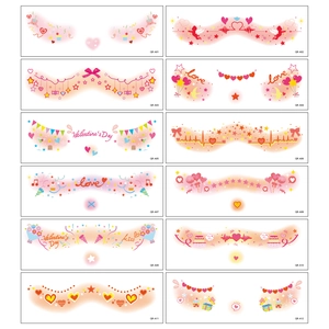 12 sheets of Valentine's Day heart tattoo stickers for blush makeup and face decoration