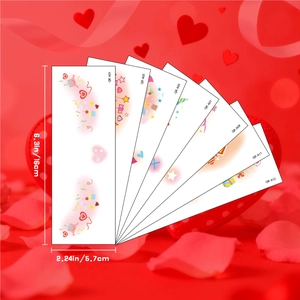 7pcs Valentine heart face tattoo stickers set for cheek blush makeup 16x5.7cm red theme
