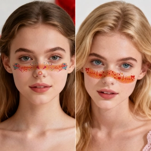 Valentine's Day heart face tattoo stickers for makeup with kiss and butterfly designs