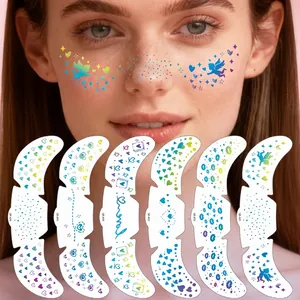 Valentines Day Holographic Heart Lip Print Face Tattoo Stickers Freckle Makeup Temporary Waterproof Romantic Beauty Decor