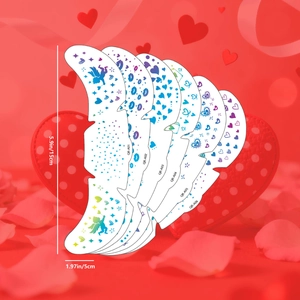 6-piece laser heart and lip tattoo stickers set for Valentine's Day makeup decoration
