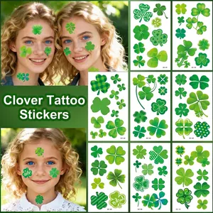 St Patricks Day Temporary Tattoo Stickers Waterproof Irish Shamrock Clover Face Body Art Festival Party Decorations