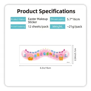 Easter makeup stickers set featuring 12 sheets of colorful bunny and egg DIY patterns