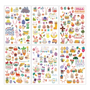 Easter temporary tattoo stickers set with bunnies and colorful eggs for children