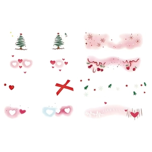 Christmas and heart themed temporary stickers with snowflakes and stars for party makeup