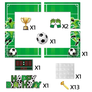 Fußball-Geburtstags-Fotorequisiten-Set mit Bilderrahmen und Trophäen für Fan-Partys