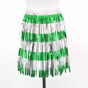 Jupe à franges métalliques vert et argent pour pom-pom girls et supporters de fête