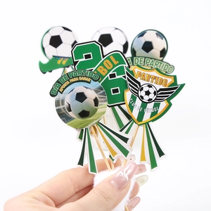 2026 World Cup soccer cake toppers featuring a ball, boots, and number 26 set for party décor