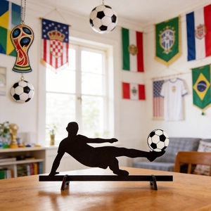 Wooden 2026 World Cup football silhouette tabletop decoration for sports party and home decor