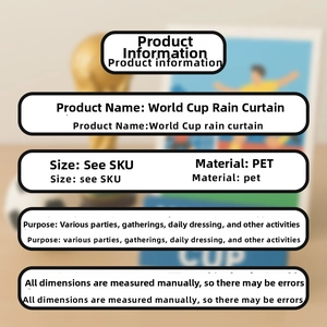 Detail of football party rain curtain made of premium PET material for world cup decor