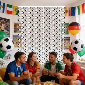 Tenda decorativa per feste di calcio con motivi bianchi e neri per eventi sportivi