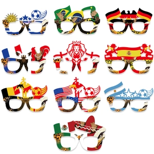 Lunettes en Papier Décoratives Thème Coupe du Monde Accessoires de Fête Fan de Football Motif Drapeau National Monture de Lunettes en Carton Léger