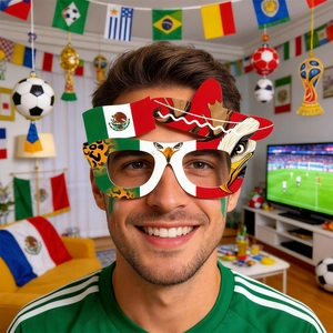 Lunettes de supporter mexicain pour la Coupe du Monde avec drapeau, aigle et mini sombrero