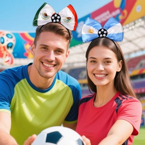 Detail von Fußball Schleifen Haarreif mit Argentinien und Mexiko Flaggenmustern für Fans