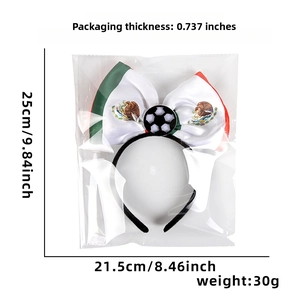 Detail von Mexiko-Flaggen-Haarreif mit Fußball-Emblem in Klarsichtverpackung für Fans