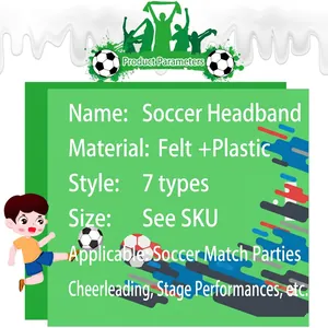 Soccer headband party favor for fans made of felt and plastic available in 7 styles
