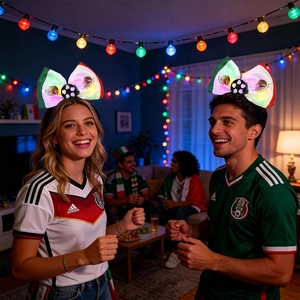 Serre-tête lumineux nœud Mexique avec football pour supporters de foot en fête
