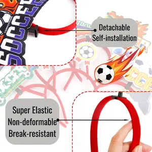 Soccer themed headband with flame motifs, high elasticity and detachable design