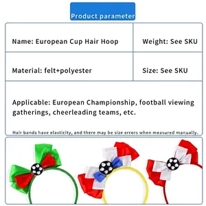 European Football Cup headband with festive flag pattern bows for soccer fans