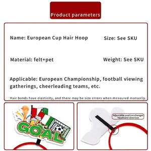 European Cup soccer hair hoop with felt goal trophies and flags for football parties