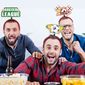 Soccer league headbands with World Cup trophy for fans watching football matches at home