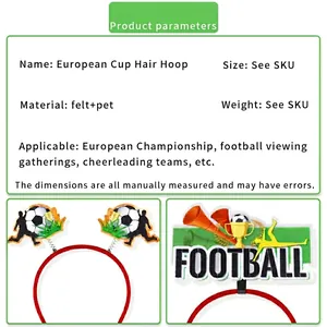 European Football Championship headbands with soccer ball, trophy and horn decorations
