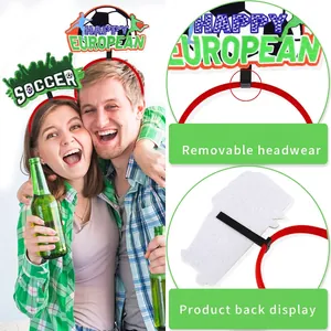 Soccer fan headband with removable decorative top plate for World Cup football party events