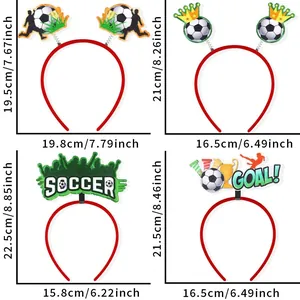 Soccer world cup themed headbands in four styles with precise dimension measurements