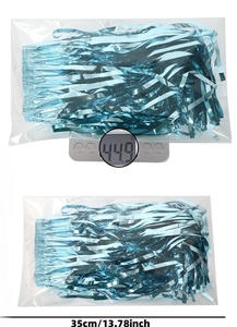 Light blue metallic fringe curtain dimensions 35x20cm and weight 44.9g detail