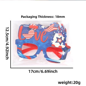 Detailed view of USA flag themed party glasses with dimensions 17cm width and 12.5cm height