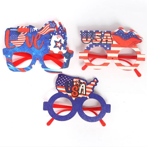 Three USA themed glitter party glasses featuring Love, stars and stripes for World Cup fans