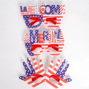 Detailed close-up of three patriotic 4th of July party glasses with red white and blue motifs