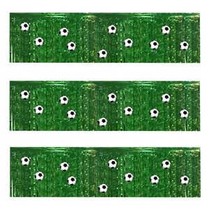 Jupe de table à franges verte avec motifs de football pour décor de fête, lot de 3