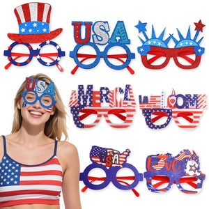 USA Independence Day Party Glasses Patriotic Stars And Stripes Glitter Sunglasses Decoration For July Fourth Sport Events Men Women