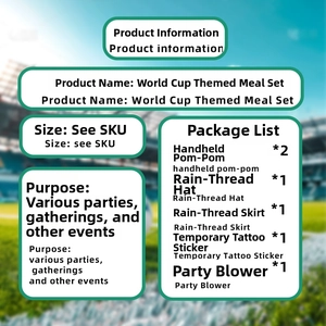 Detailed list of 2026 World Cup soccer fan props including wig hat, skirt, and noisemakers